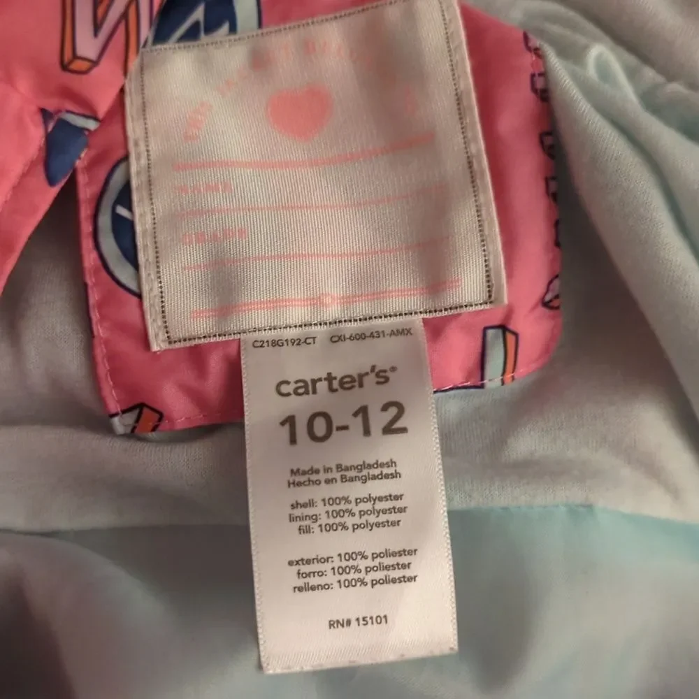 Carter's pink cat theme rain jacket‎ graphic print kawaii